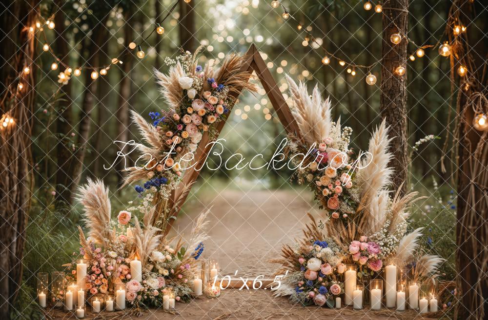 Kate Boho Forest Wedding Floral Arch Backdrop Designed by Emetselch - Image 4