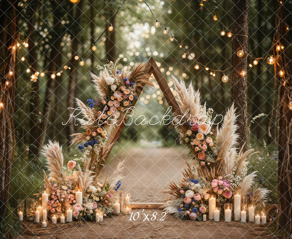 Kate Boho Forest Wedding Floral Arch Backdrop Designed by Emetselch - Image 5