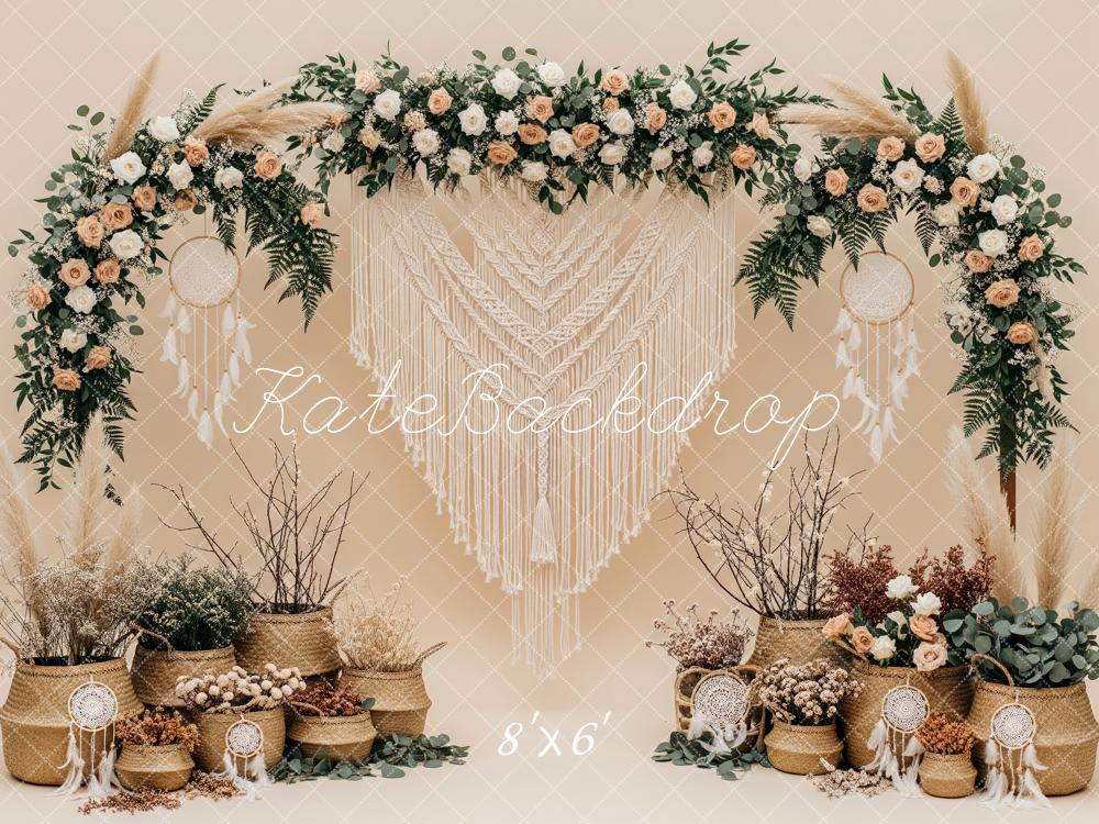 Kate Boho Garland Macrame Dreamcatcher Fleece Backdrop Designed by Patty Robert