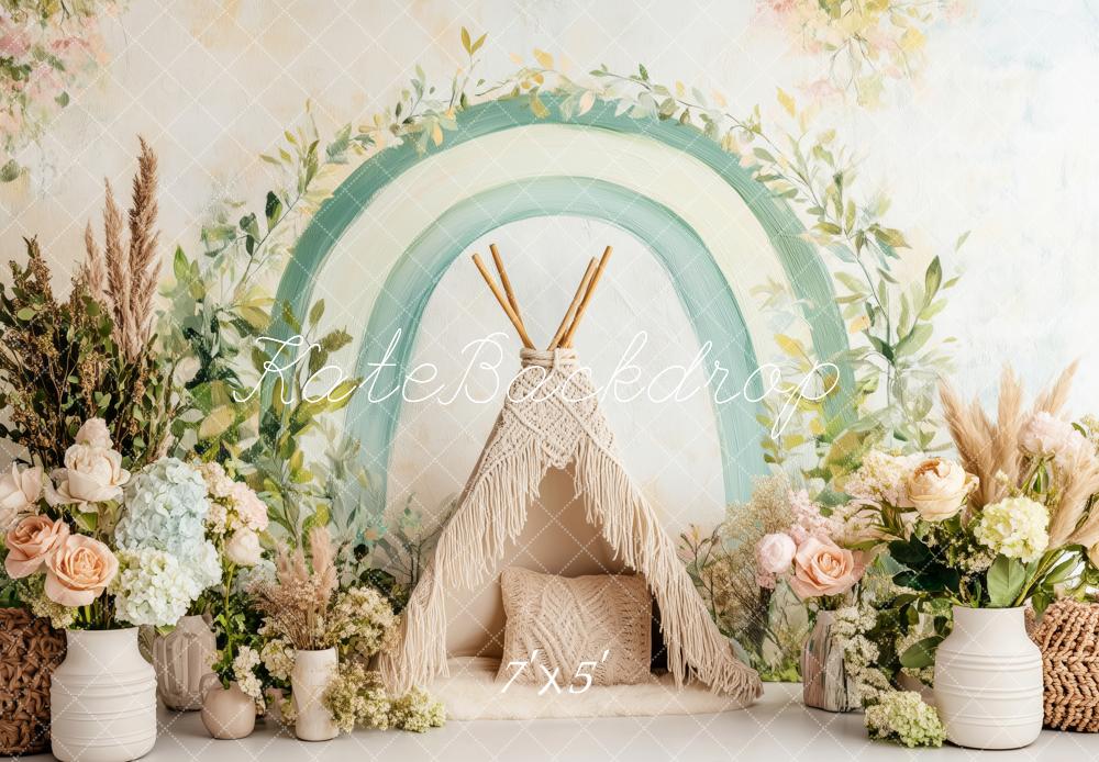 Kate Boho Green Arch Teepee Backdrop Designed by Patty Robert