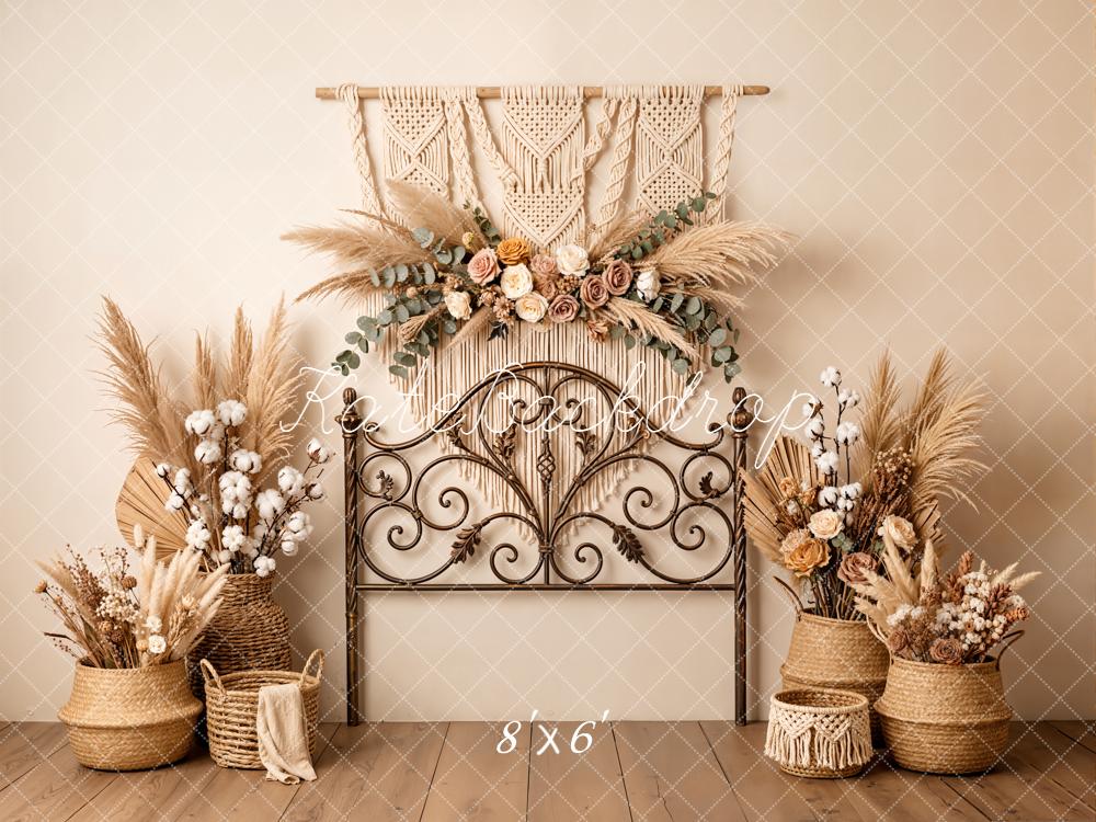 Kate Boho Headboard Dried Flowers Macrame Backdrop Designed by Emetselch - Image 3