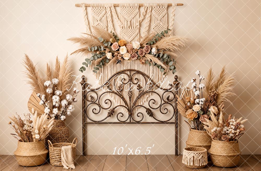 Kate Boho Headboard Dried Flowers Macrame Backdrop Designed by Emetselch - Image 4