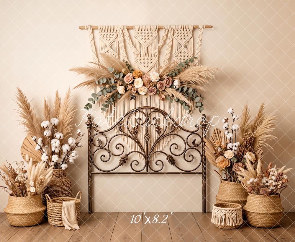 Kate Boho Headboard Dried Flowers Macrame Backdrop Designed by Emetselch - Image 6