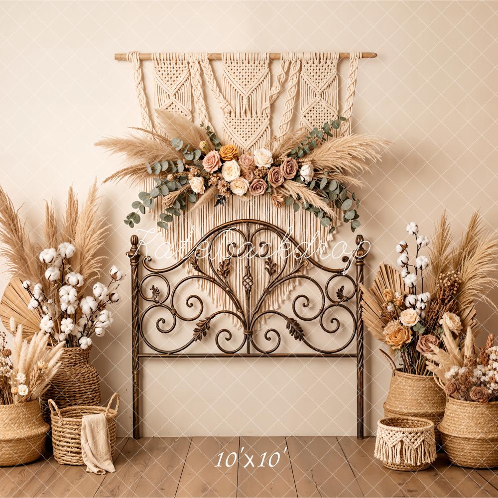 Kate Boho Headboard Dried Flowers Macrame Backdrop Designed by Emetselch - Image 7