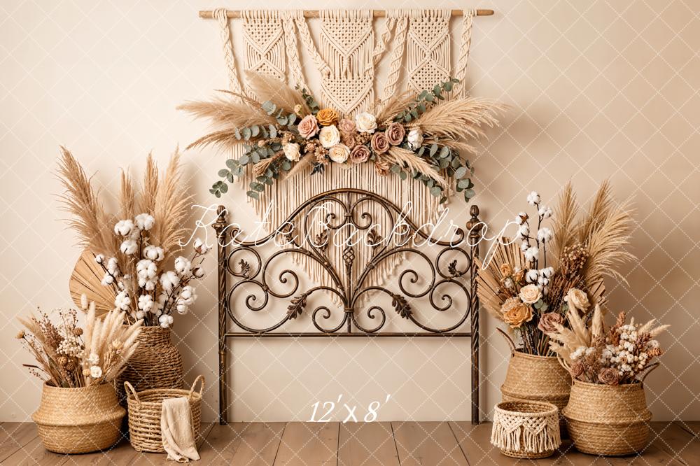 Kate Boho Headboard Dried Flowers Macrame Backdrop Designed by Emetselch - Image 8