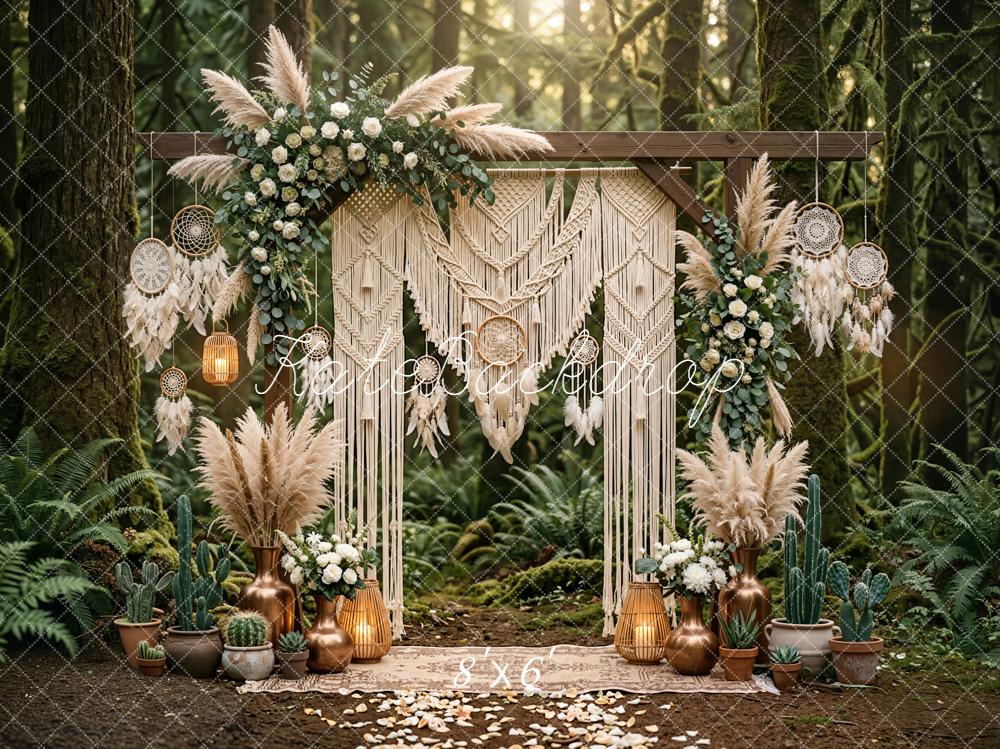 Kate Boho Macrame Arch Dreamcatcher Forest Backdrop Designed by Emetselch - Image 3