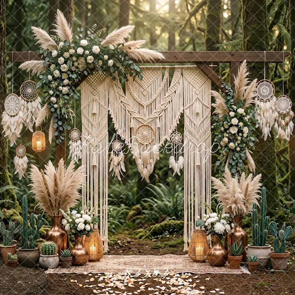 Kate Boho Macrame Arch Dreamcatcher Forest Backdrop Designed by Emetselch - Image 5