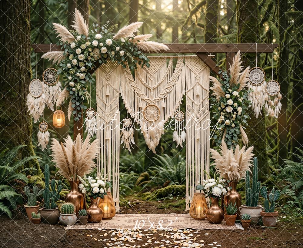 Kate Boho Macrame Arch Dreamcatcher Forest Backdrop Designed by Emetselch - Image 6