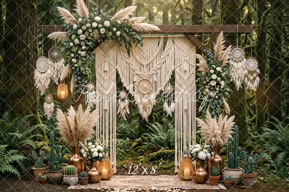 Kate Boho Macrame Arch Dreamcatcher Forest Backdrop Designed by Emetselch - Image 8