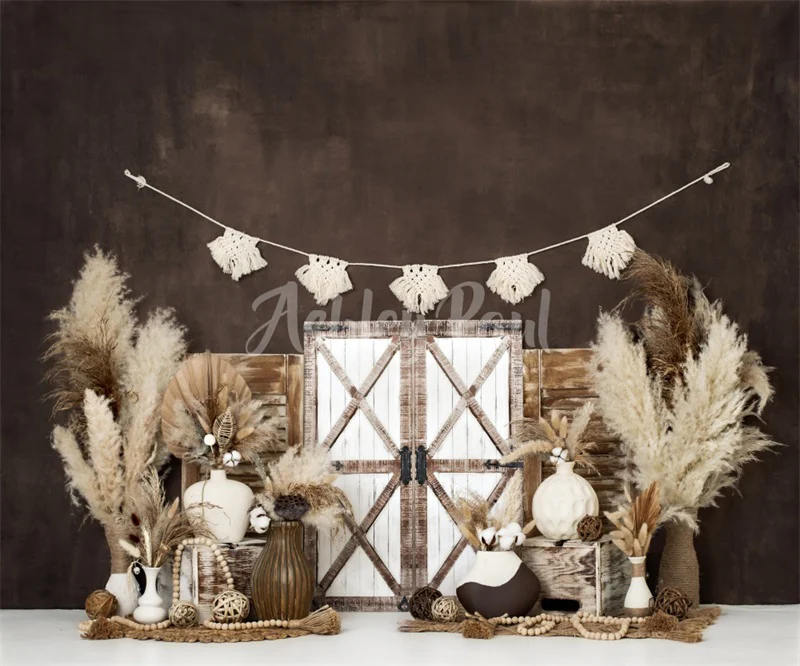 Kate Boho Macrame Barn Door Brown Backdrop Designed by Ashley Paul - Image 3