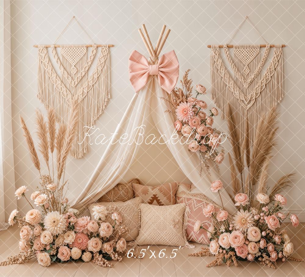 Kate Boho Macrame Beige Tent Backdrop Designed by Emetselch - Image 2