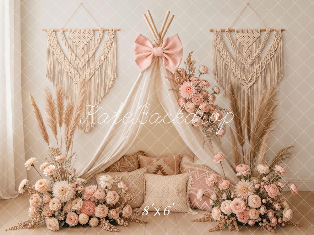 Kate Boho Macrame Beige Tent Backdrop Designed by Emetselch - Image 3