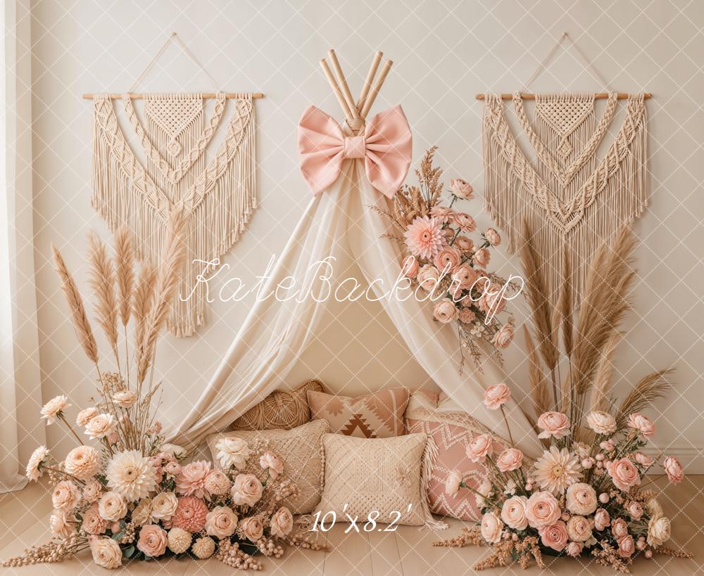 Kate Boho Macrame Beige Tent Backdrop Designed by Emetselch - Image 6