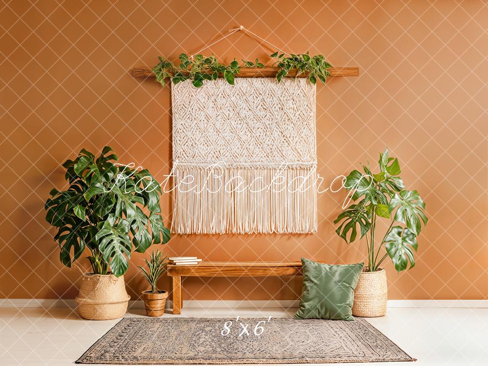 Kate Boho Macrame Bench Green Plants Backdrop Designed by Emstselch - Image 3