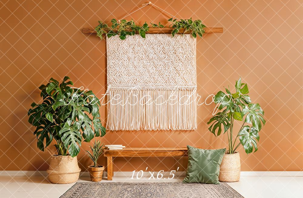 Kate Boho Macrame Bench Green Plants Backdrop Designed by Emstselch - Image 4