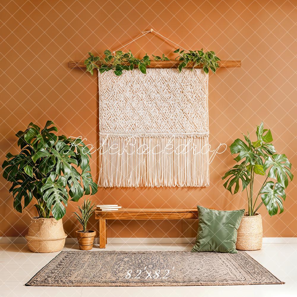 Kate Boho Macrame Bench Green Plants Backdrop Designed by Emstselch - Image 5
