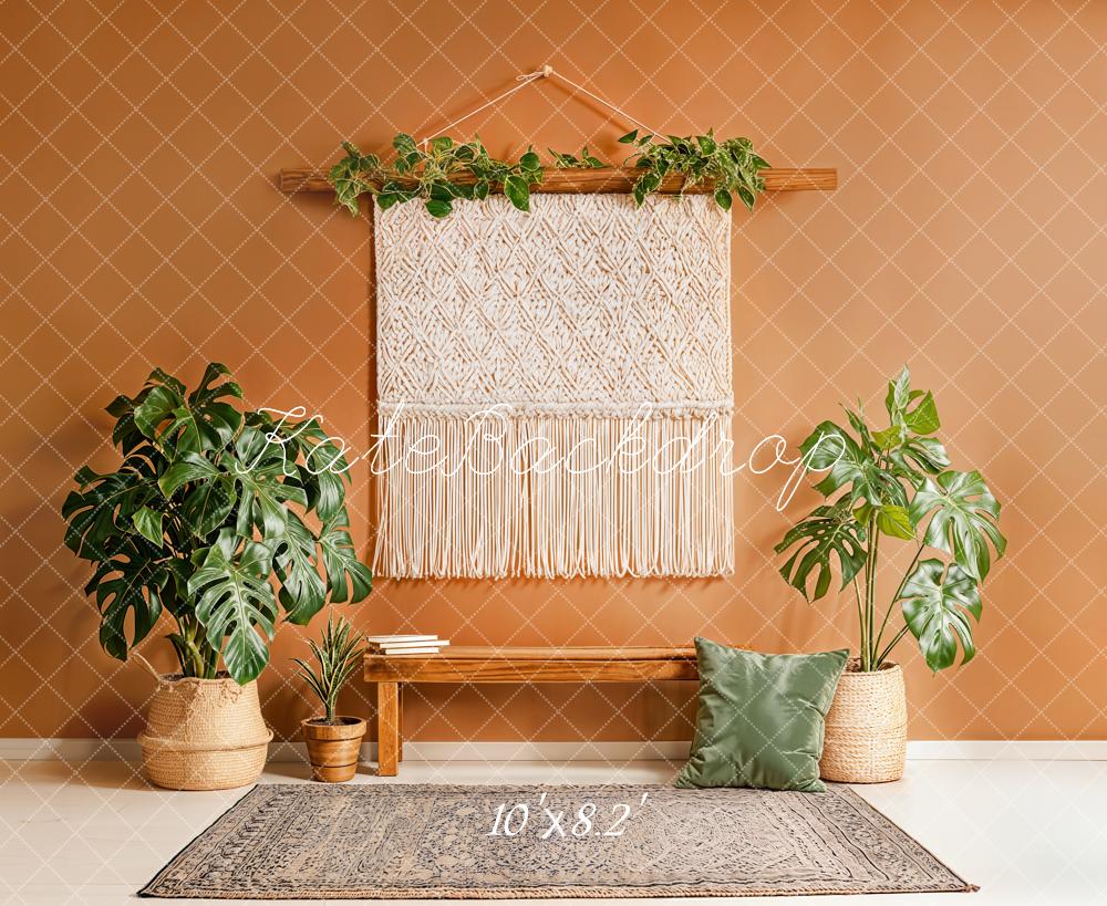 Kate Boho Macrame Bench Green Plants Backdrop Designed by Emstselch - Image 6