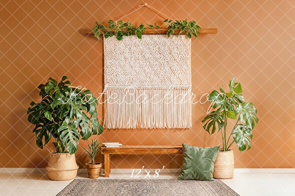 Kate Boho Macrame Bench Green Plants Backdrop Designed by Emstselch - Image 8