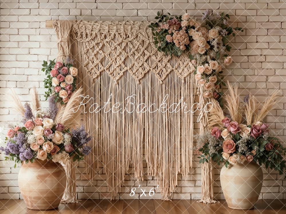 Kate Boho Macrame Brick Wall Backdrop Designed by Emetselch - Image 3