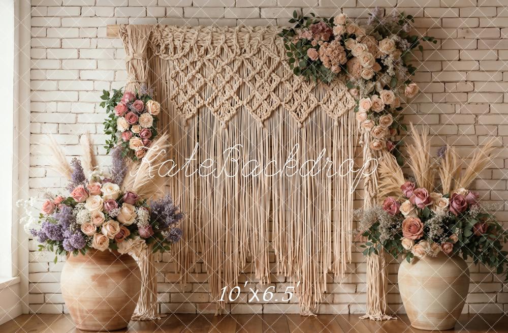 Kate Boho Macrame Brick Wall Backdrop Designed by Emetselch - Image 4