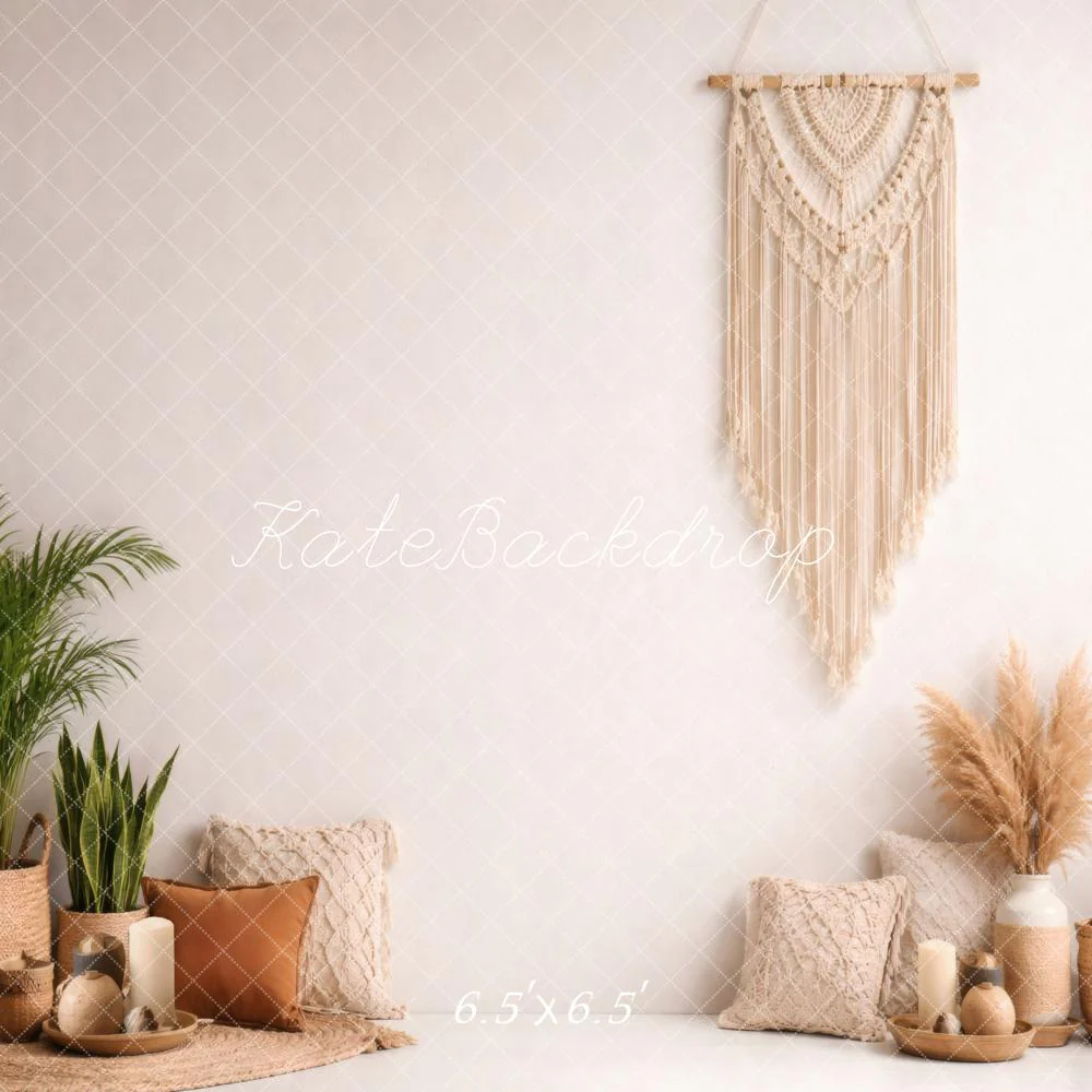 Kate Boho Macrame Cushions Neutral Plants Backdrop Designed by Vertigo Productions - Image 2