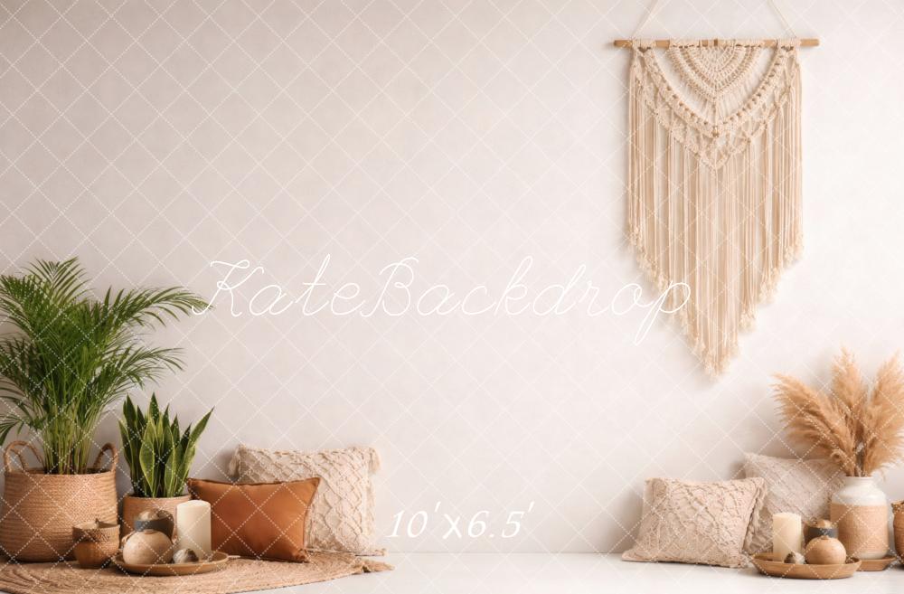 Kate Boho Macrame Cushions Neutral Plants Backdrop Designed by Vertigo Productions - Image 4
