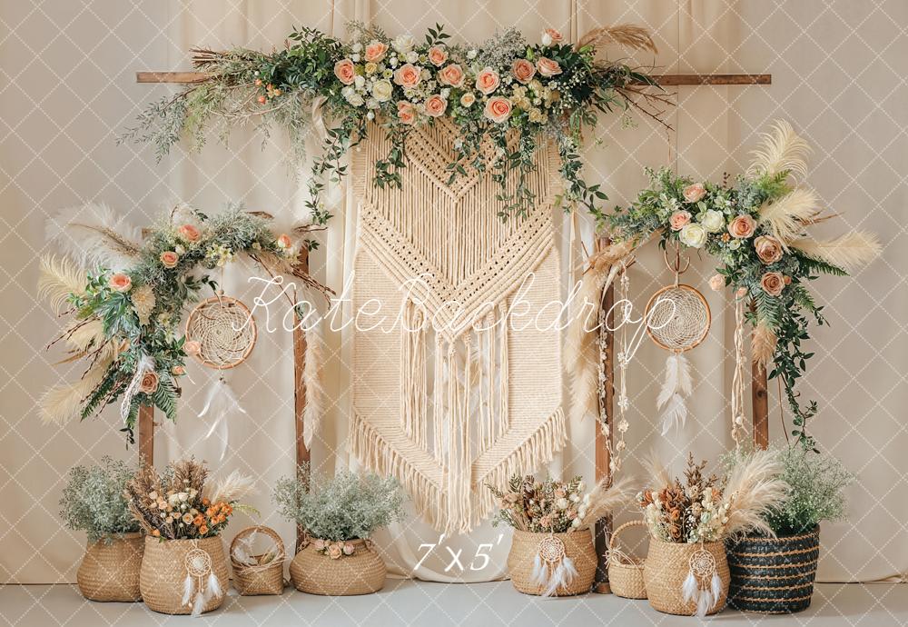 Kate Boho Macrame Dreamcatcher Floral Backdrop Designed by Emstselch - Image 2