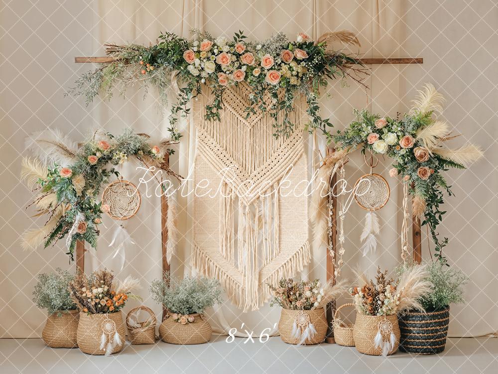 Kate Boho Macrame Dreamcatcher Floral Backdrop Designed by Emstselch - Image 5
