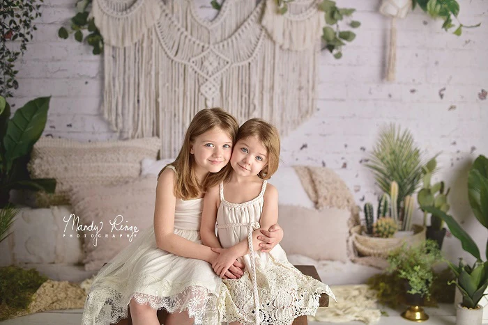 Kate Boho Macrame Pillows with Plants Backdrop Designed By Mandy Ringe Photography - Image 3