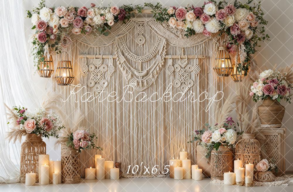 Kate Boho Macrame Floral Arrangement Candles Backdrop Designed by Emetselch - Image 4