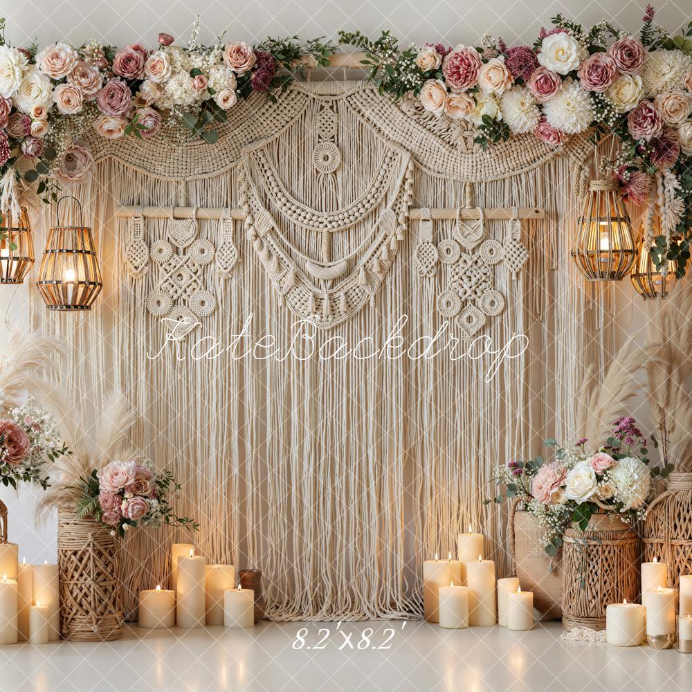 Kate Boho Macrame Floral Arrangement Candles Backdrop Designed by Emetselch - Image 5