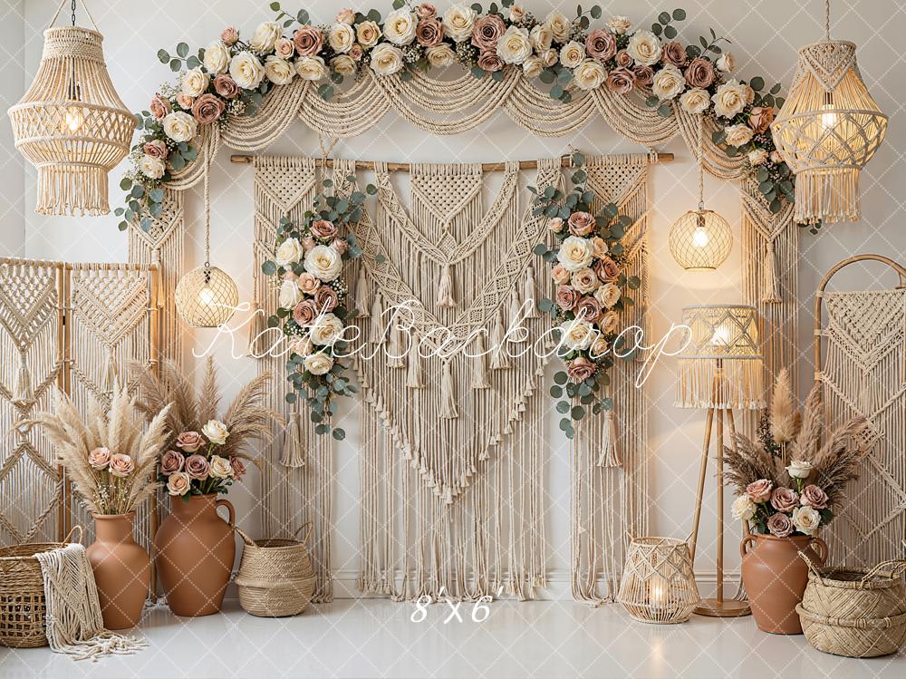 Kate Boho Macrame Floral Arrangement Neutral Backdrop Designed by Emetselch - Image 3