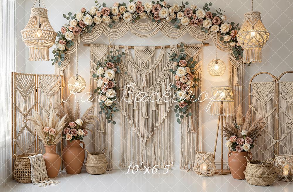 Kate Boho Macrame Floral Arrangement Neutral Backdrop Designed by Emetselch - Image 4