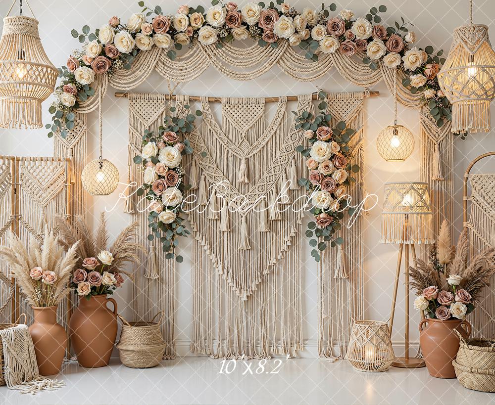 Kate Boho Macrame Floral Arrangement Neutral Backdrop Designed by Emetselch - Image 6