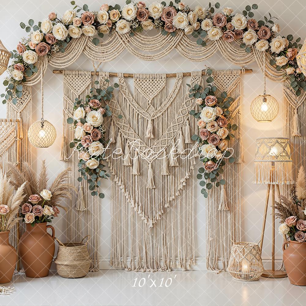 Kate Boho Macrame Floral Arrangement Neutral Backdrop Designed by Emetselch - Image 7