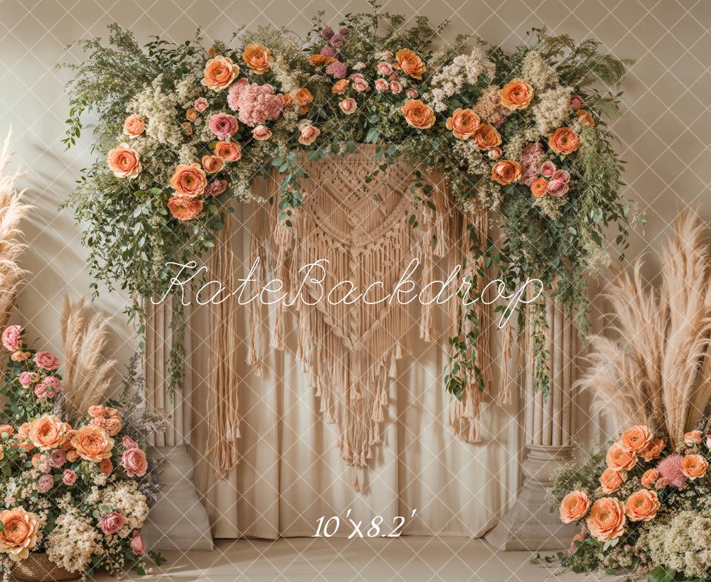 Kate Boho Macrame Flower Arch Backdrop Designed by Emetselch - Image 5