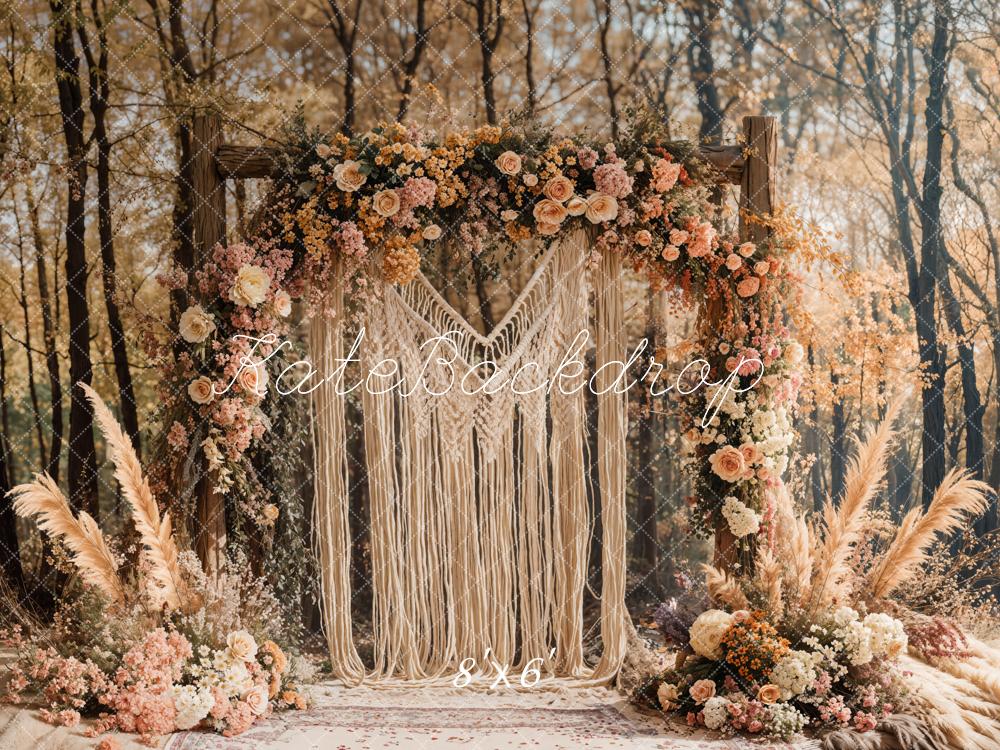 Kate Boho Macrame Flower Arch Forest Backdrop Designed by Emetselch - Image 3