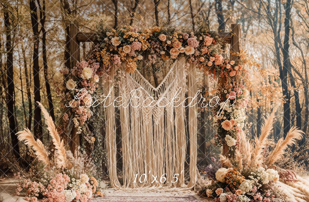 Kate Boho Macrame Flower Arch Forest Backdrop Designed by Emetselch - Image 4
