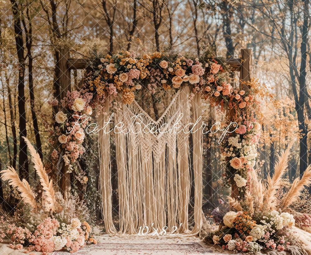 Kate Boho Macrame Flower Arch Forest Backdrop Designed by Emetselch - Image 5