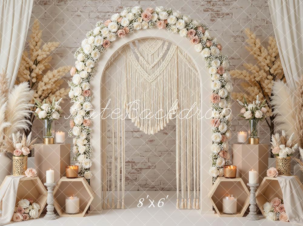 Kate Boho Macrame Pampas Beige Backdrop Designed by Mini MakeBelieve - Image 3