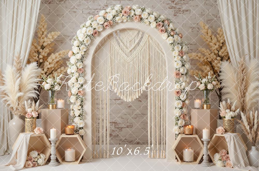 Kate Boho Macrame Pampas Beige Backdrop Designed by Mini MakeBelieve - Image 4