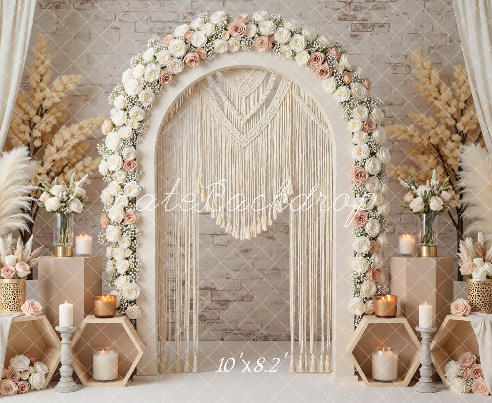 Kate Boho Macrame Pampas Beige Backdrop Designed by Mini MakeBelieve - Image 6