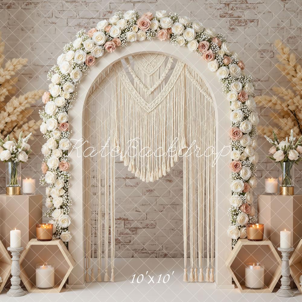 Kate Boho Macrame Pampas Beige Backdrop Designed by Mini MakeBelieve - Image 7