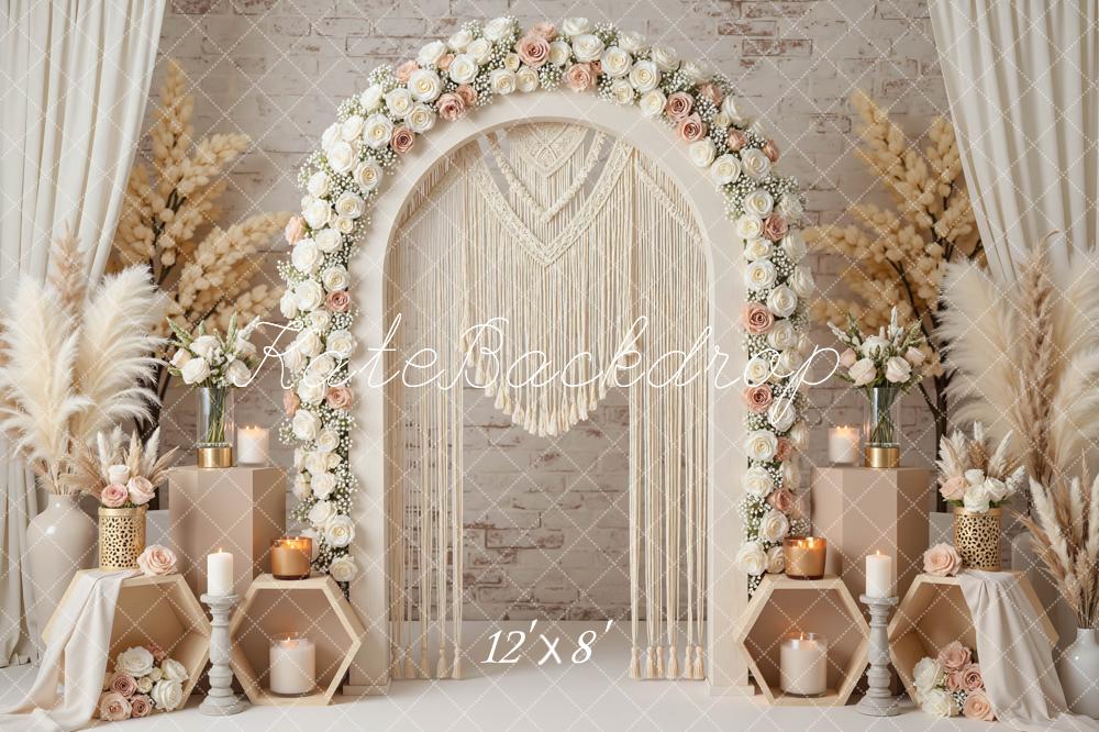 Kate Boho Macrame Pampas Beige Backdrop Designed by Mini MakeBelieve - Image 8