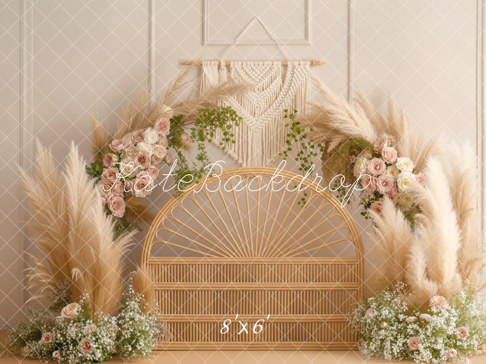 Kate Boho Macrame Pampas Fleece Backdrop Designed by Emetselch
