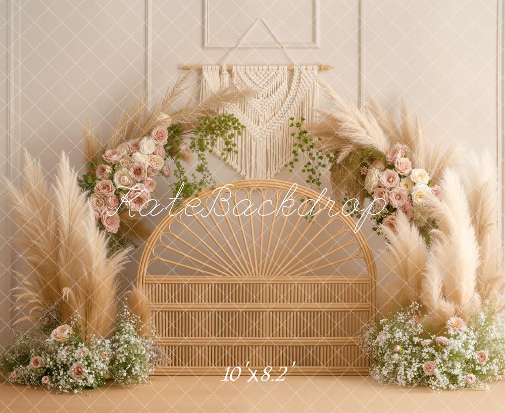 Kate Boho Macrame Pampas Fleece Backdrop Designed by Emetselch - Image 3