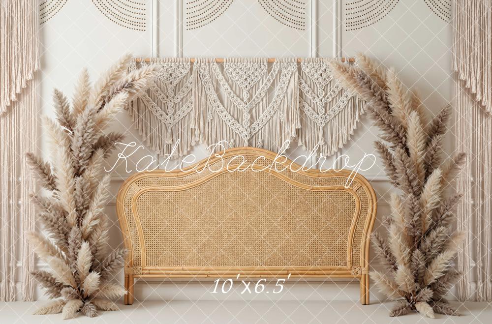 Kate Boho Macrame Headboard Rattan Pampas Backdrop Designed by Mini MakeBelieve - Image 4