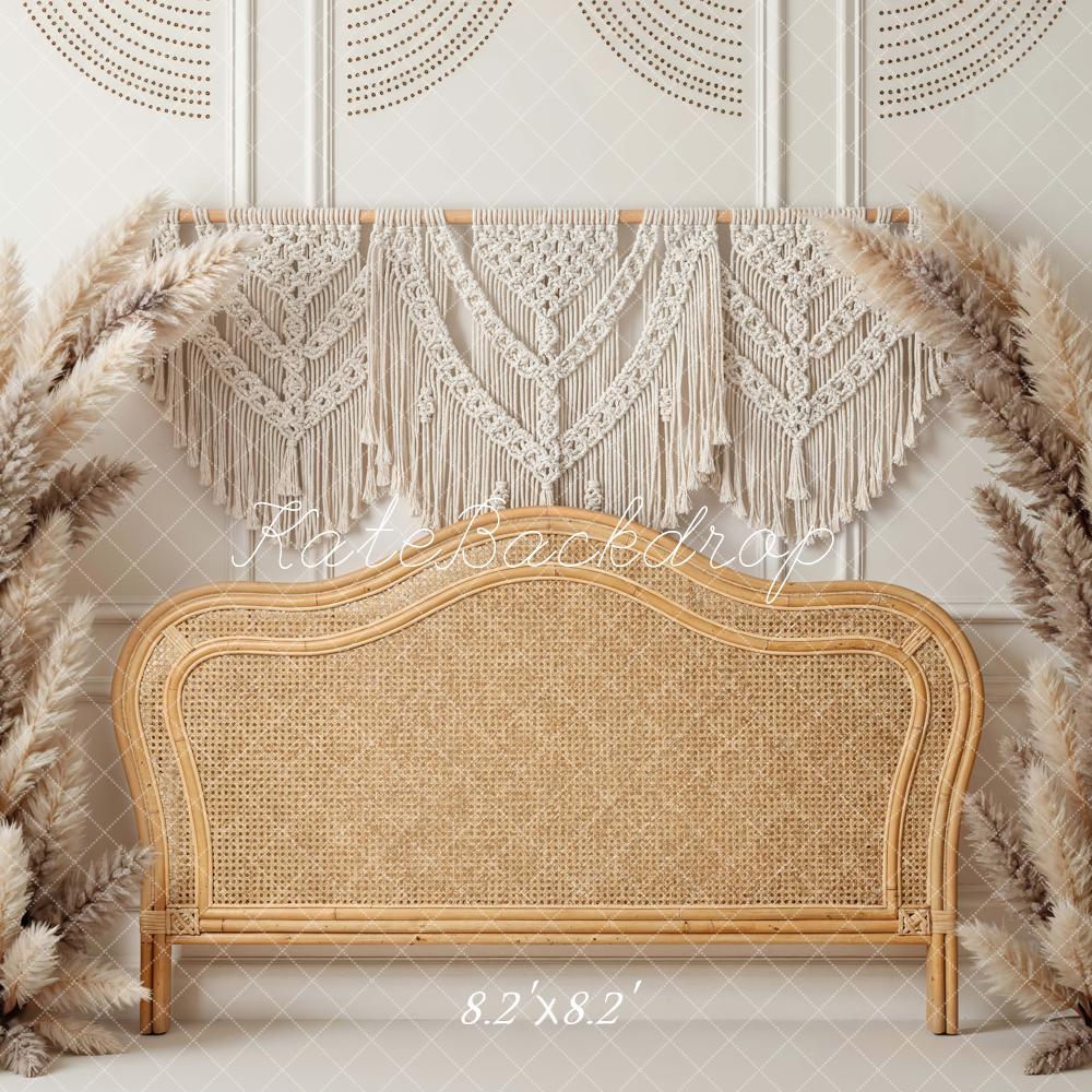 Kate Boho Macrame Headboard Rattan Pampas Backdrop Designed by Mini MakeBelieve - Image 5