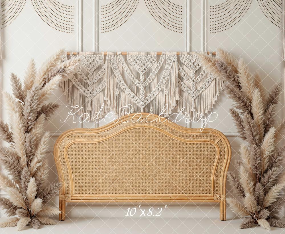 Kate Boho Macrame Headboard Rattan Pampas Backdrop Designed by Mini MakeBelieve - Image 6