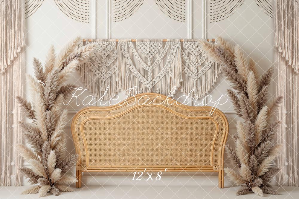 Kate Boho Macrame Headboard Rattan Pampas Backdrop Designed by Mini MakeBelieve - Image 8